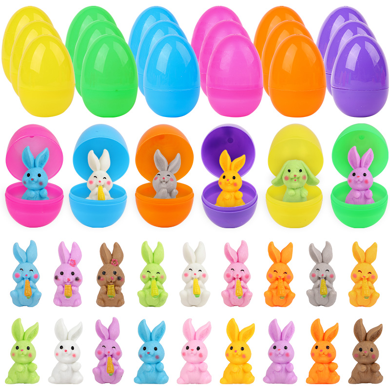 Party Games Easter For Kids - 24Pcs Easter Egg With Rabbit Figure