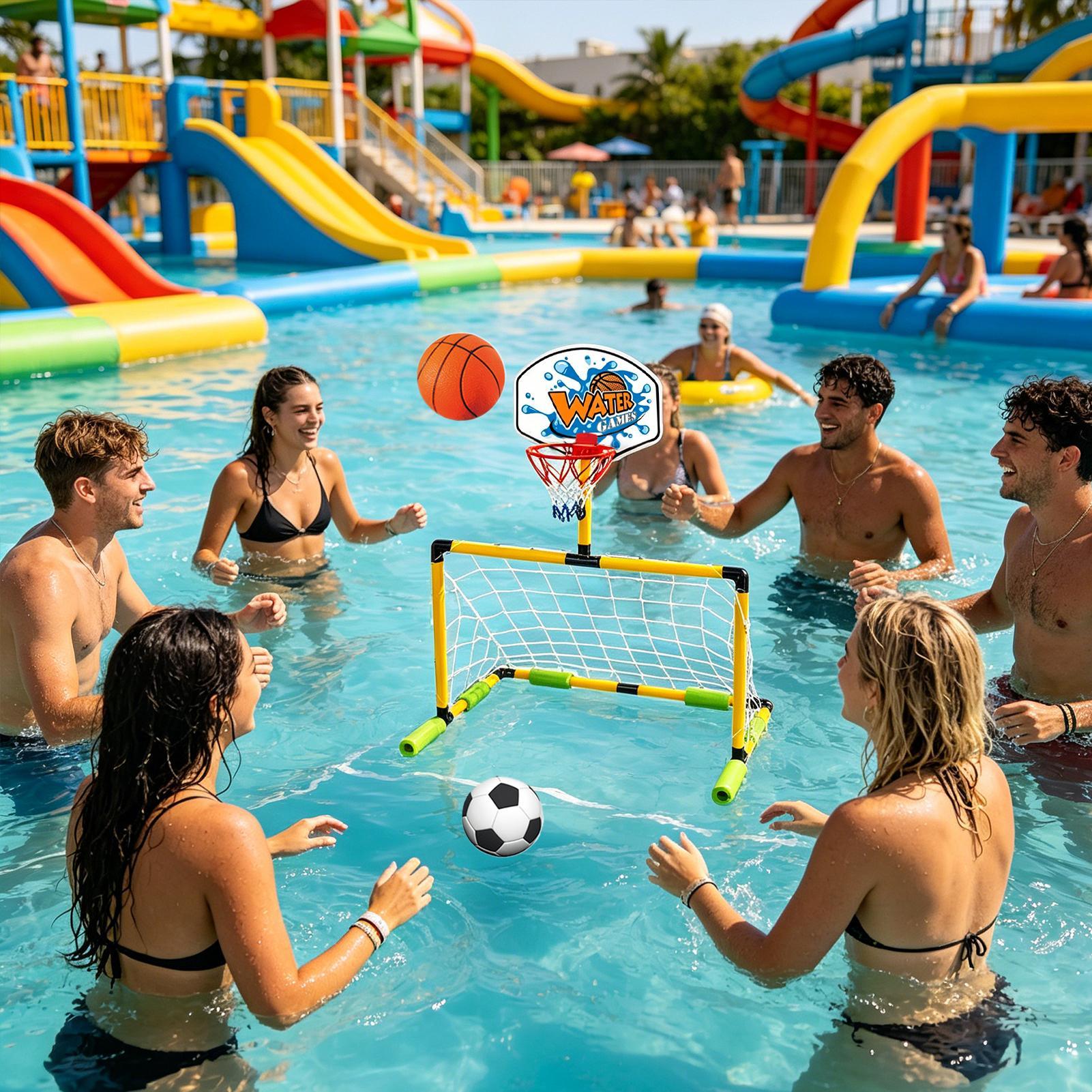 Party Games Kids And Adults - Pool Basketball Hoop 2-in-1 Soccer Goal