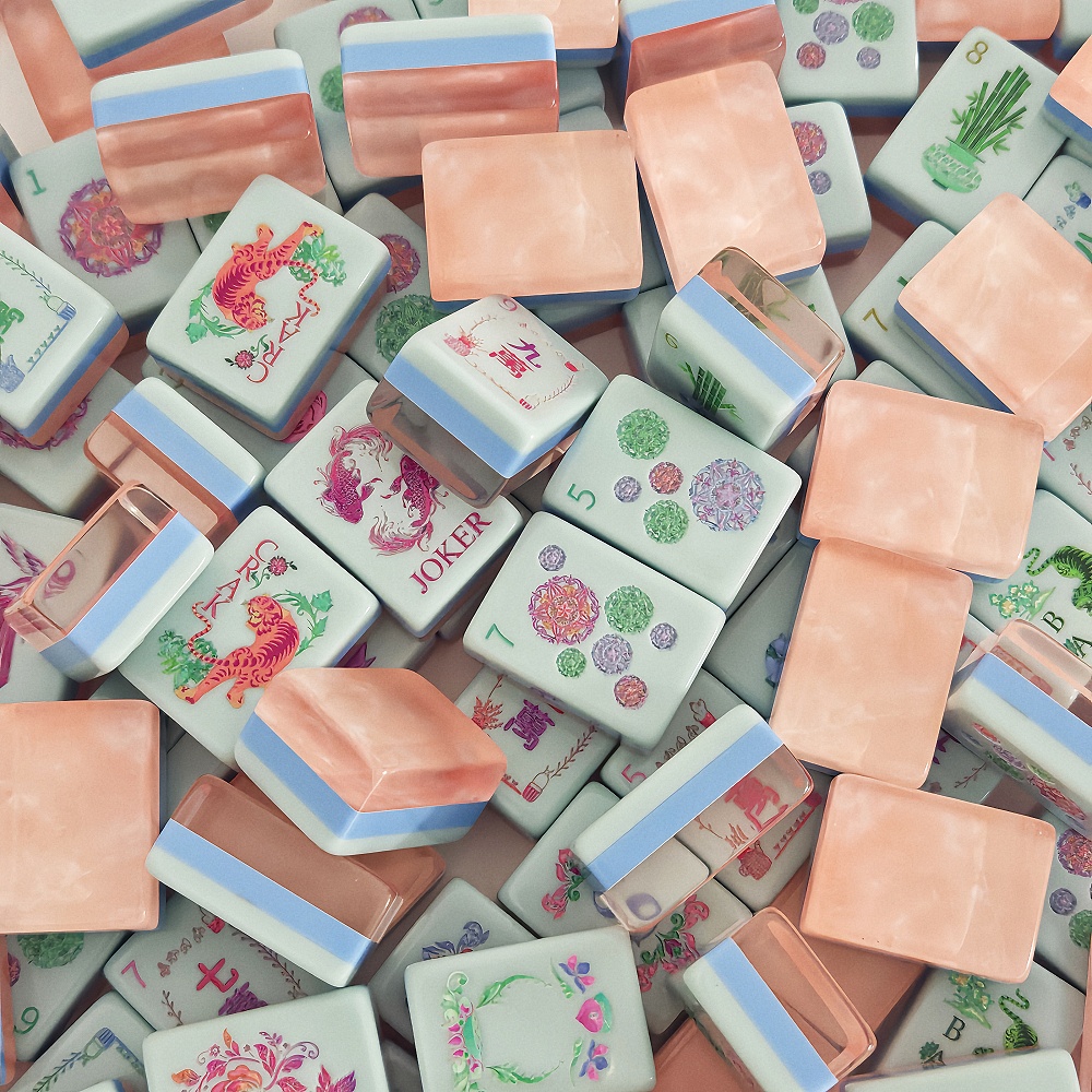 Party Family Games - Engraved Pearl Pink Acrylic American Mahjong
