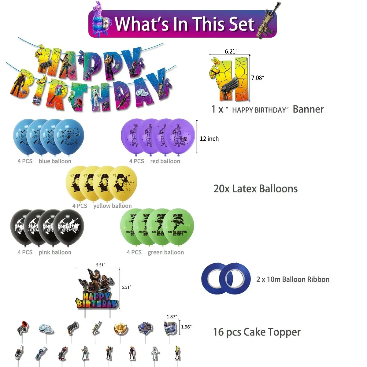 Hot Game Fortnite Theme DIY Ba - đánh giá và giá Party Games Kids Birthday